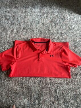 Under Armour Bright Orange Short-Sleeve Polo with Black Logo
